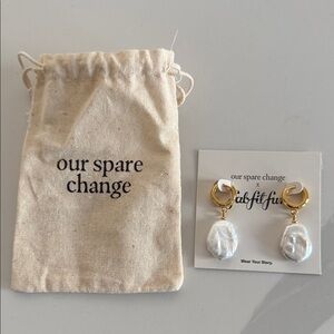 Our Spare Change Gold and White Earrings